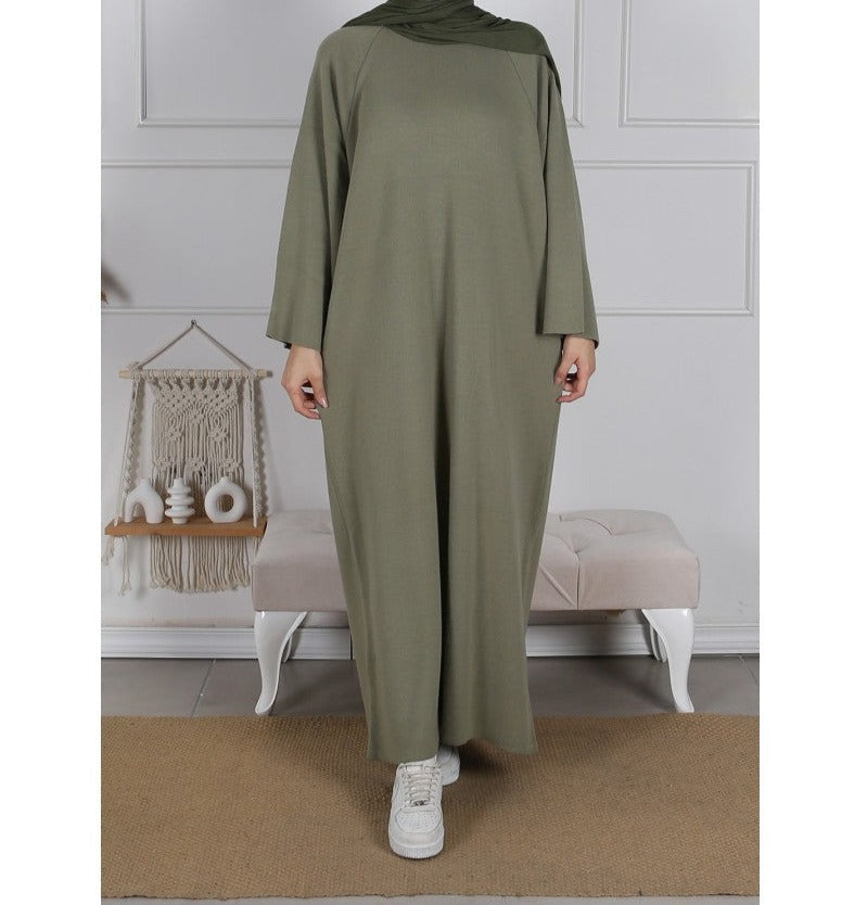 knitted abaya dress kaki groen